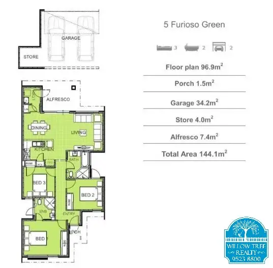 Floorplan of Homely house listing, 5 Furioso Green, Baldivis WA 6171