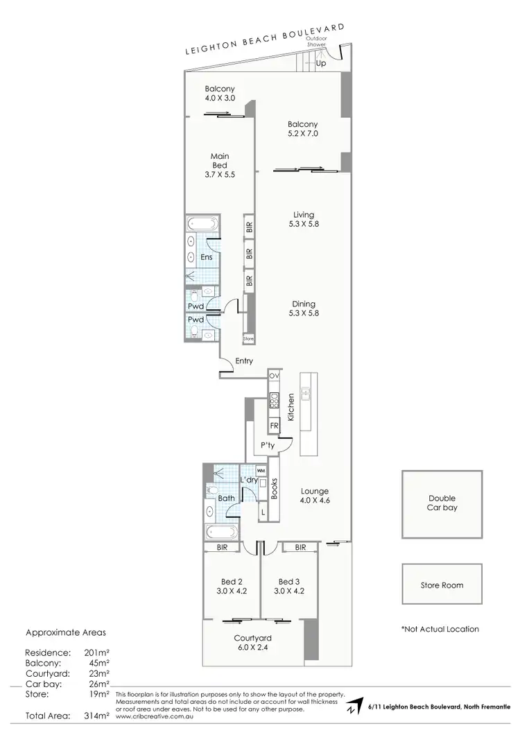 Floorplan of Homely apartment listing, 6/11 Leighton Beach Boulevard, North Fremantle WA 6159
