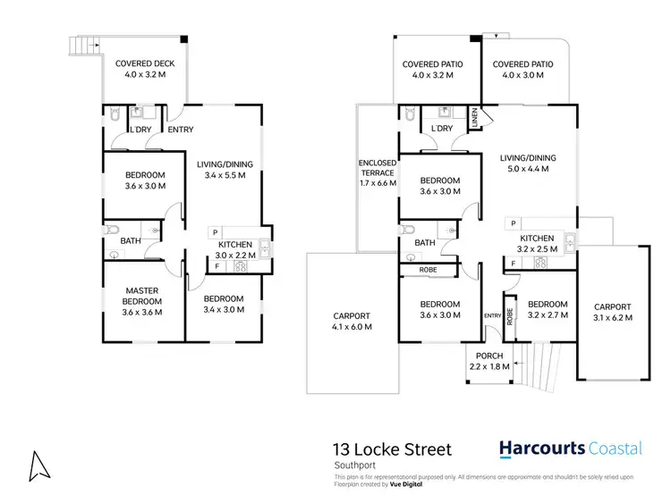 Floorplan of Homely semi-detached listing, 1&2/13 Locke Street, Southport QLD 4215