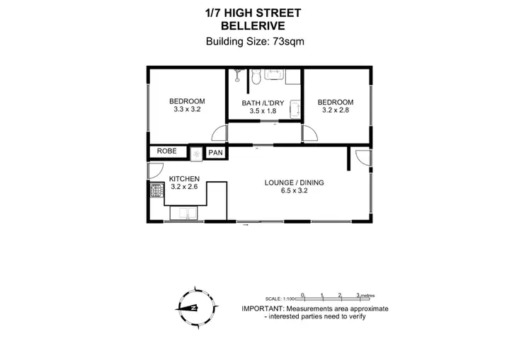 Floorplan of Homely unit listing, 1/7 High Street, Bellerive TAS 7018