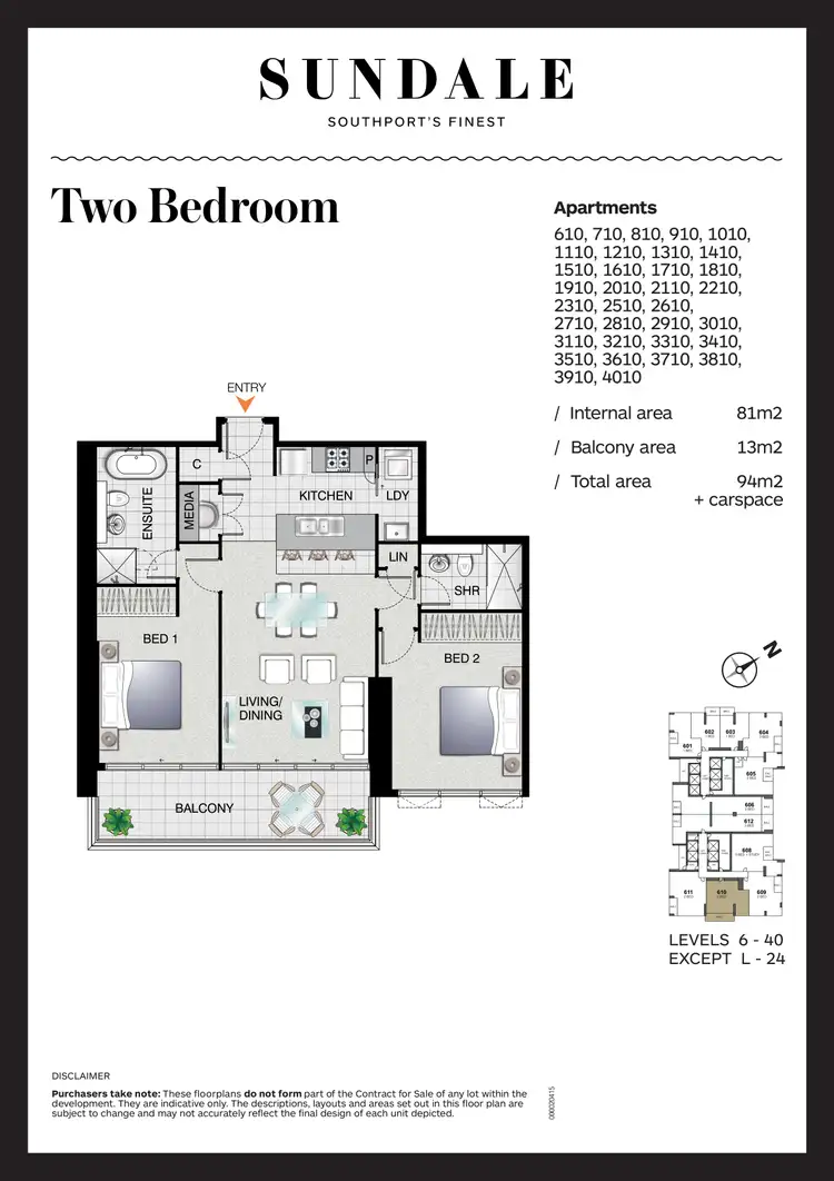 Floorplan of Homely apartment listing, 710/2 Como Crescent, Southport QLD 4215