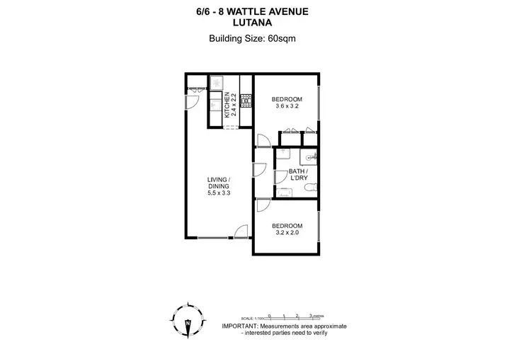 Floorplan of Homely unit listing, 6/6-8 Wattle Avenue, Lutana TAS 7009