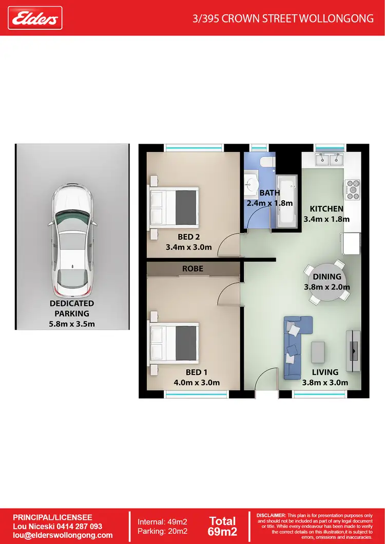 Floorplan of Homely apartment listing, 3/395 Crown Street, Wollongong NSW 2500