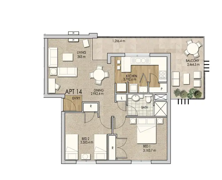 Floorplan of Homely apartment listing, 14/58 Kent Street, Rockingham WA 6168