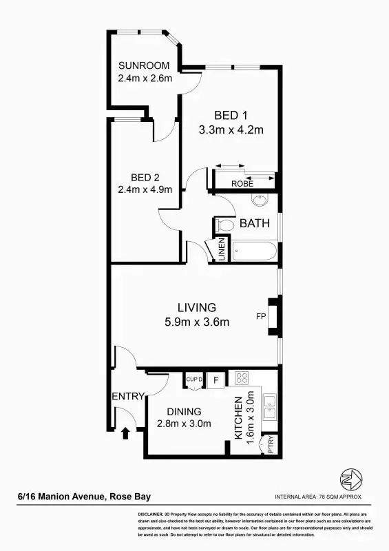 Floorplan of Homely apartment listing, 6/16 Manion Avenue, Rose Bay NSW 2029