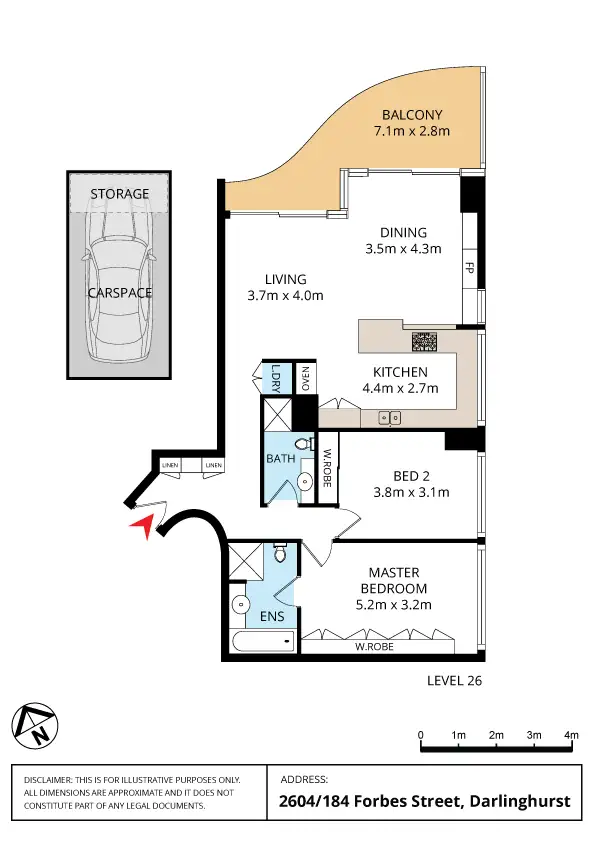 Floorplan of Homely apartment listing, 2604/184 Forbes Street, Darlinghurst NSW 2010