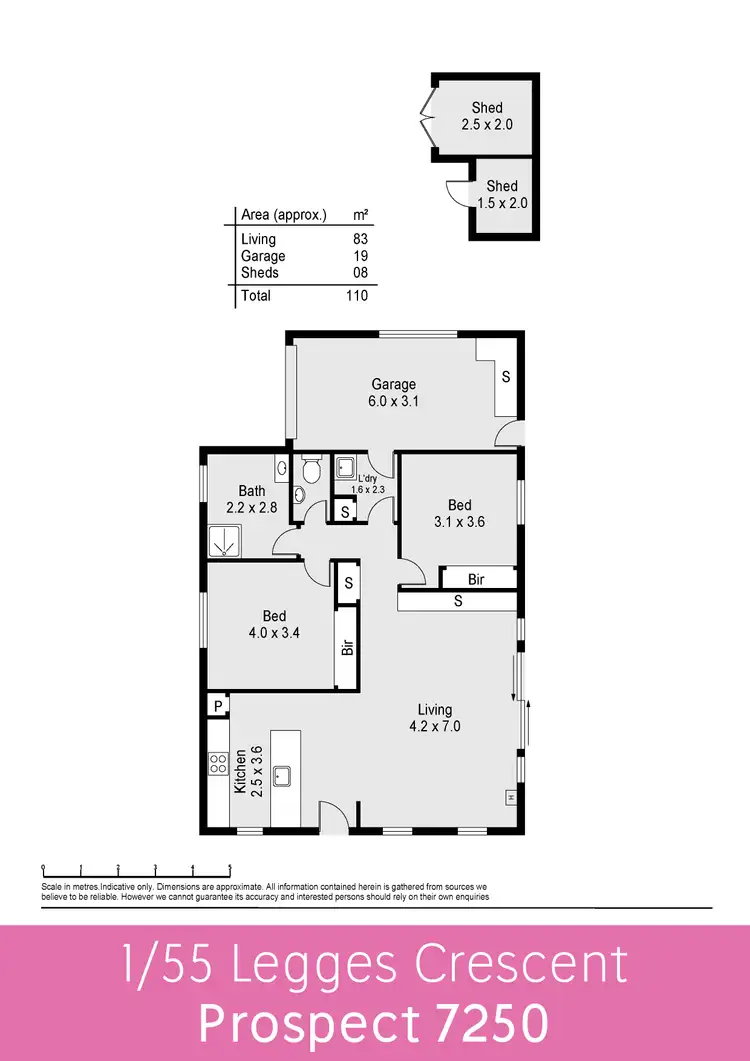 Floorplan of Homely unit listing, 1/55 Legges Crescent, Prospect TAS 7250