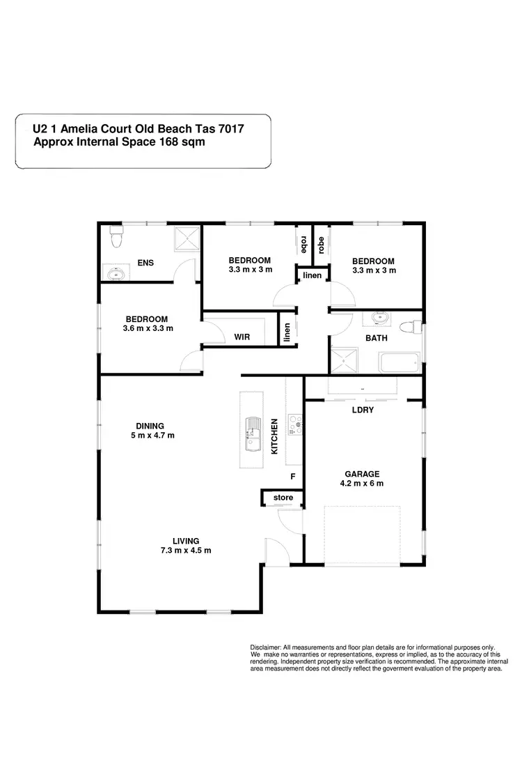 Floorplan of Homely villa listing, Unit 1/1 Amelia Court, Old Beach TAS 7017