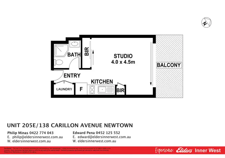 Floorplan of Homely studio listing, 205E/138 Carillon Avenue, Newtown NSW 2042