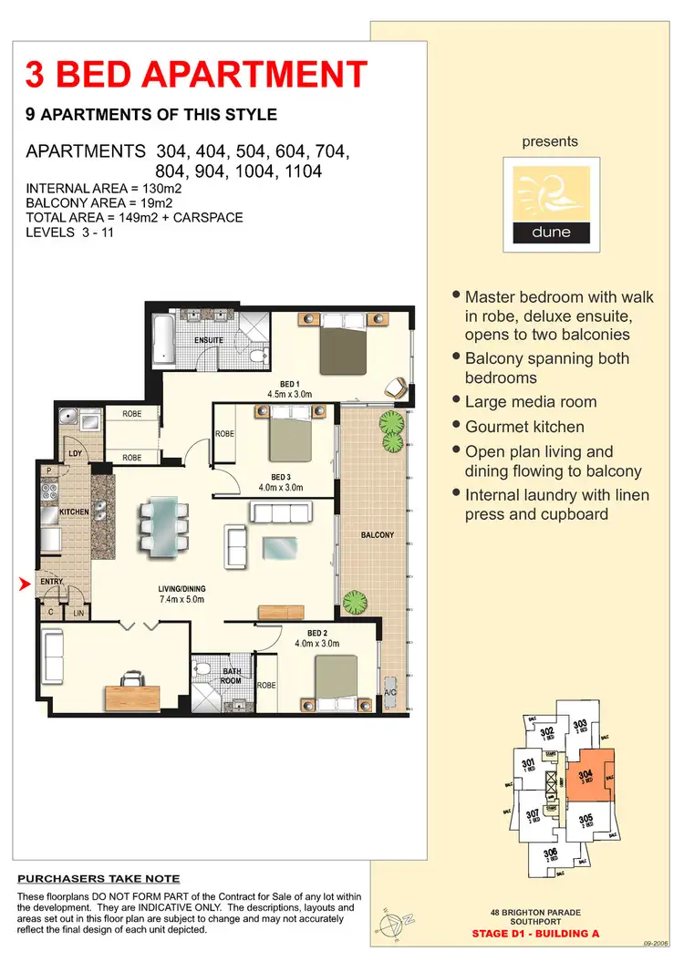 Floorplan of Homely apartment listing, 304/1 Aqua Street, Southport QLD 4215
