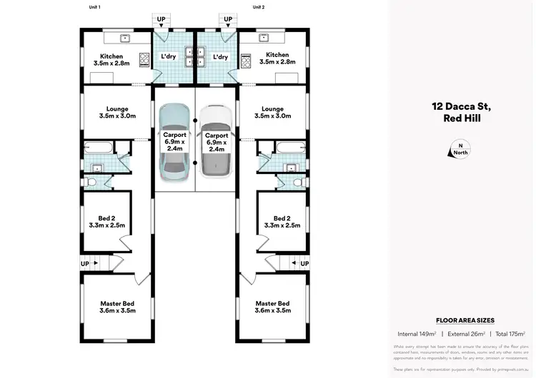 Floorplan of Homely semi-detached listing, 12 Dacca Street, Red Hill QLD 4059