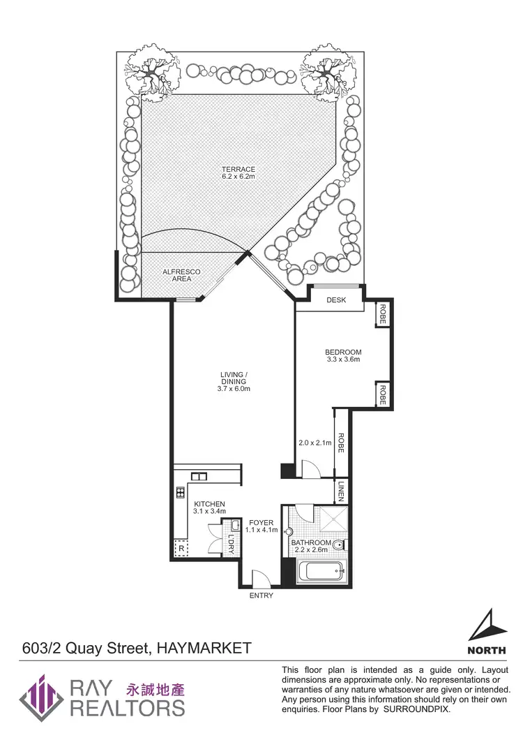 Floorplan of Homely apartment listing, 603/2 Quay Street, Haymarket NSW 2000