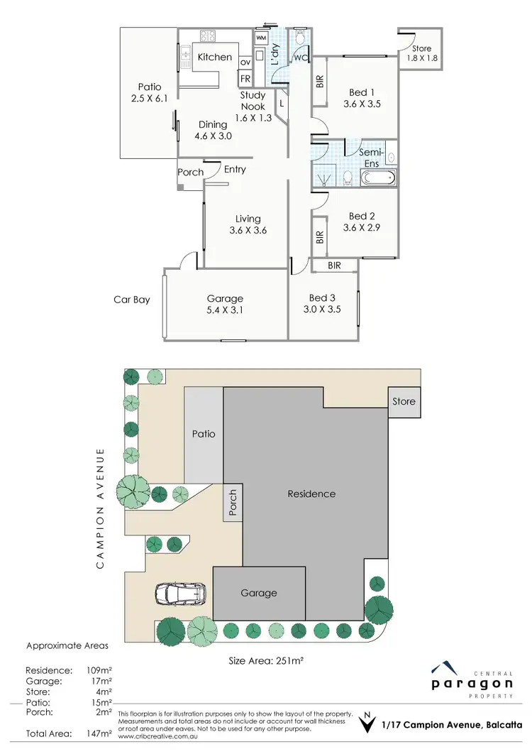 Floorplan of Homely villa listing, 1/17 Campion Avenue, Balcatta WA 6021