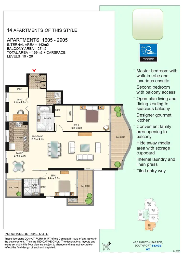 Floorplan of Homely apartment listing, 2305/4 Como Crescent, Southport QLD 4215