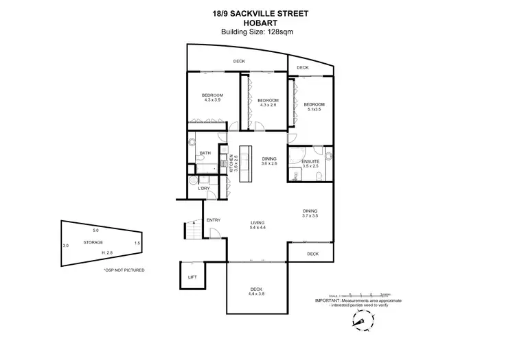 Floorplan of Homely apartment listing, 18/9 Sackville Street, Hobart TAS 7000