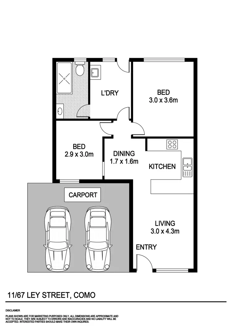 Floorplan of Homely villa listing, 11/67 Ley Street, Como WA 6152