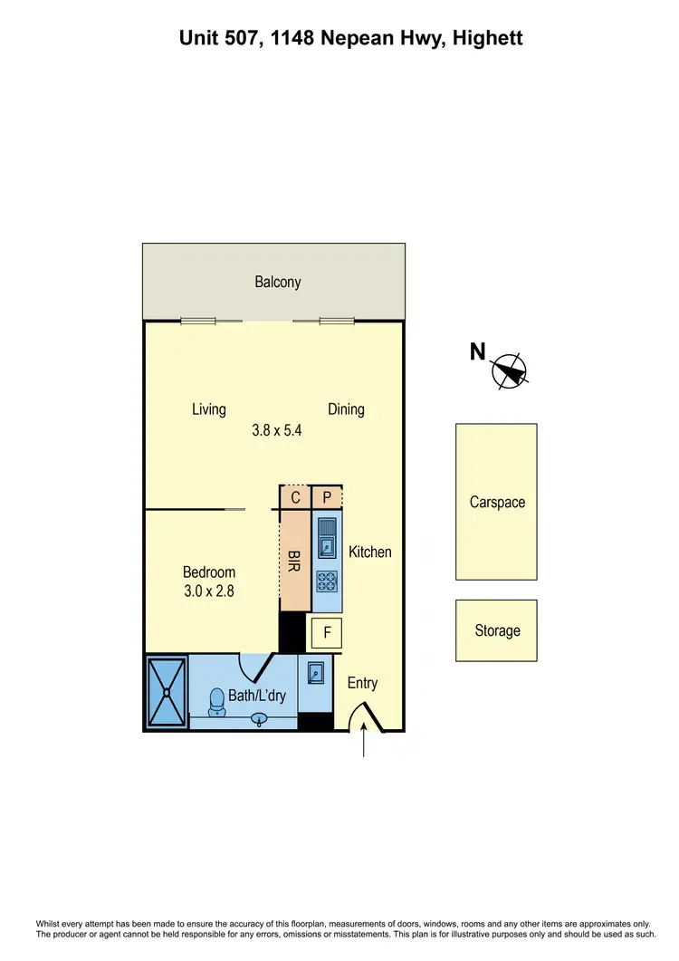 Floorplan of Homely apartment listing, 507/1148 Nepean Highway, Highett VIC 3190