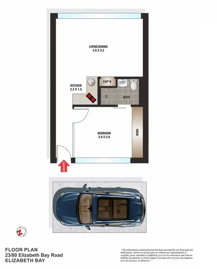Floorplan of Homely apartment listing, 23/80 Elizabeth Bay Road, Elizabeth Bay NSW 2011