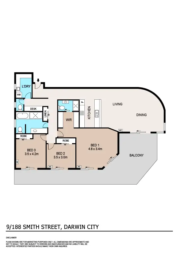 Floorplan of Homely unit listing, 9/188 Smith Street, Larrakeyah NT 820