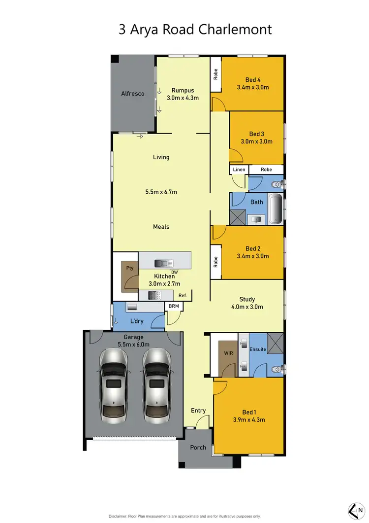 Floorplan of Homely house listing, 3 Arya Way, Charlemont VIC 3217