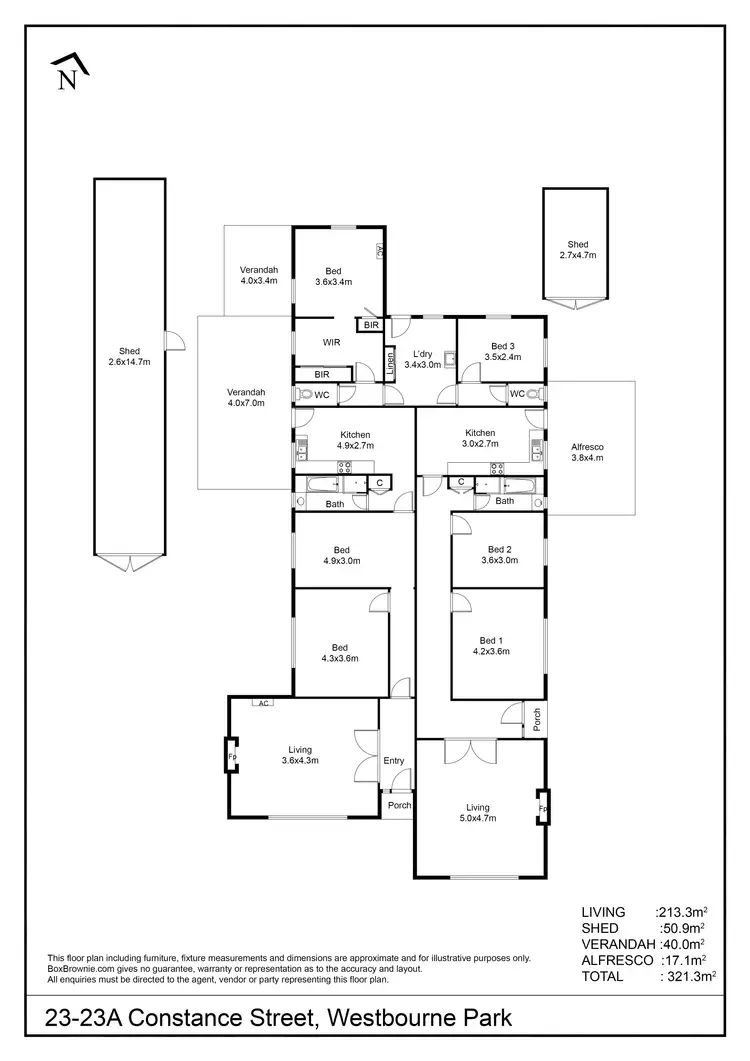 Floorplan of Homely house listing, 23 & 23A Constance Street, Westbourne Park SA 5041