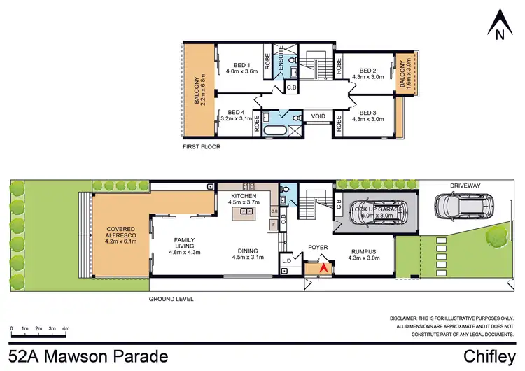 Floorplan of Homely semi-detached listing, 52a Mawson Parade, Chifley NSW 2036