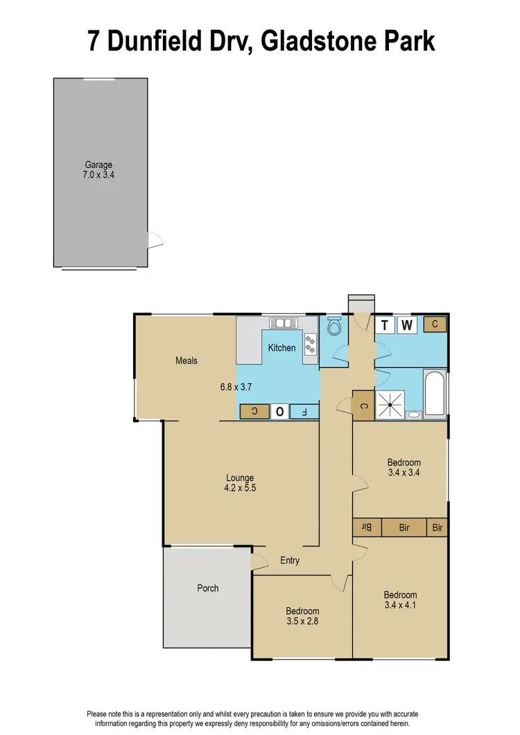 Floorplan of Homely house listing, 7 Dunfield Drive, Gladstone Park VIC 3043