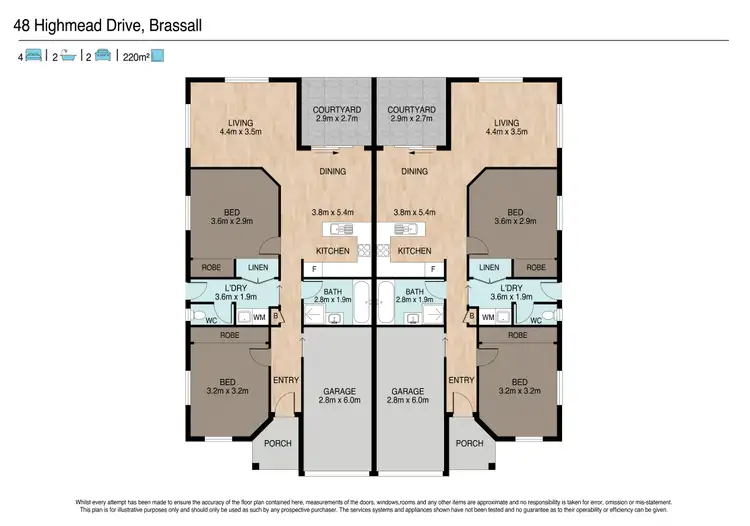 Floorplan of Homely semi-detached listing, 48 Highmead Drive, Brassall QLD 4305