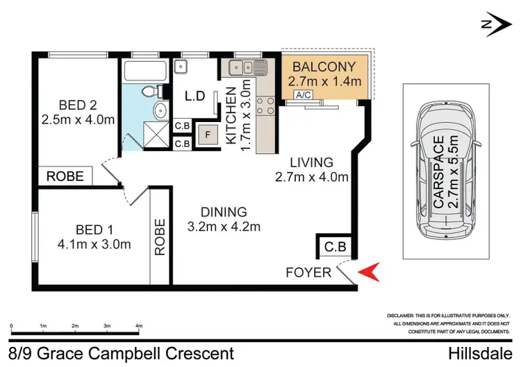 Floorplan of Homely unit listing, 8/9 Grace Campbell Crescent, Hillsdale NSW 2036