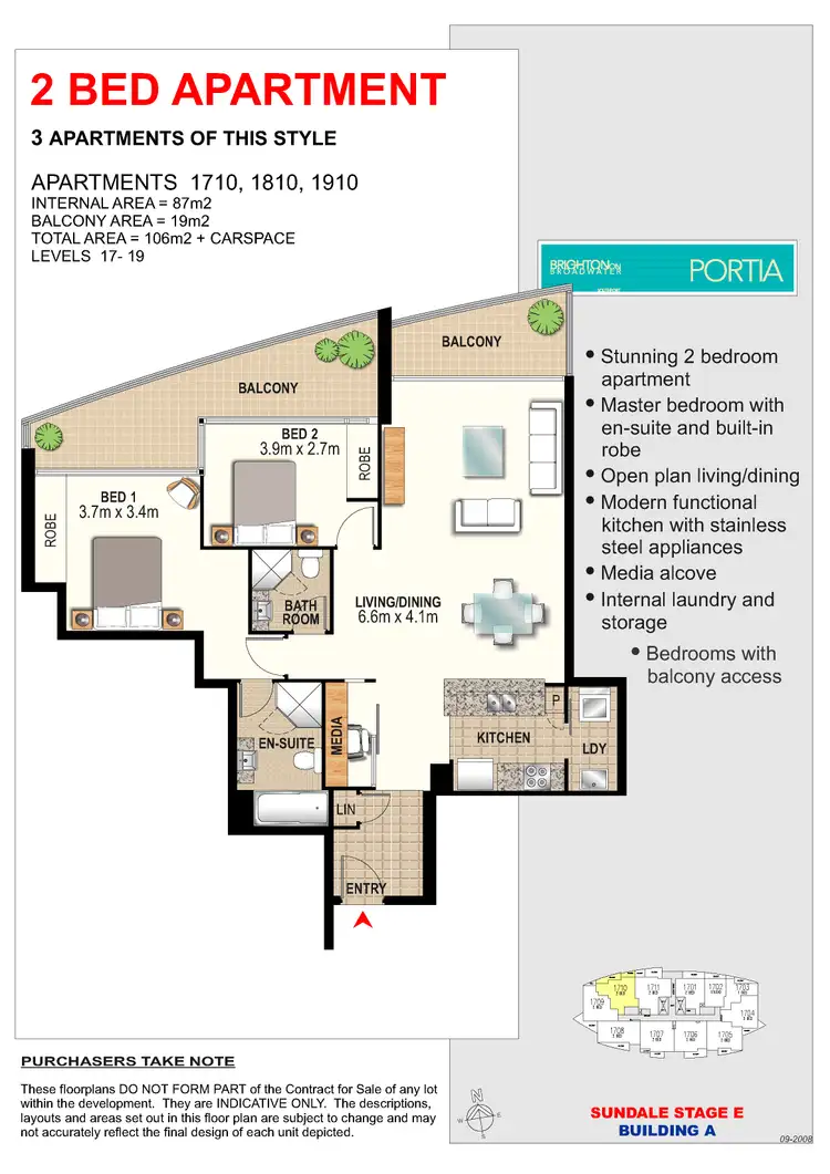 Floorplan of Homely apartment listing, 1810/2 Aqua Street, Southport QLD 4215