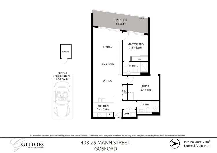 Floorplan of Homely apartment listing, 403/25 Mann Street, Gosford NSW 2250