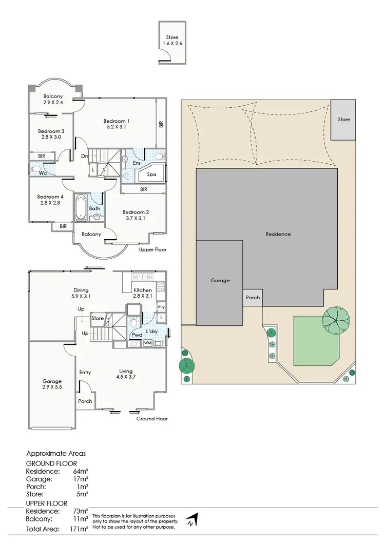 Floorplan of Homely townhouse listing, 1c Hampton Street, Burswood WA 6100