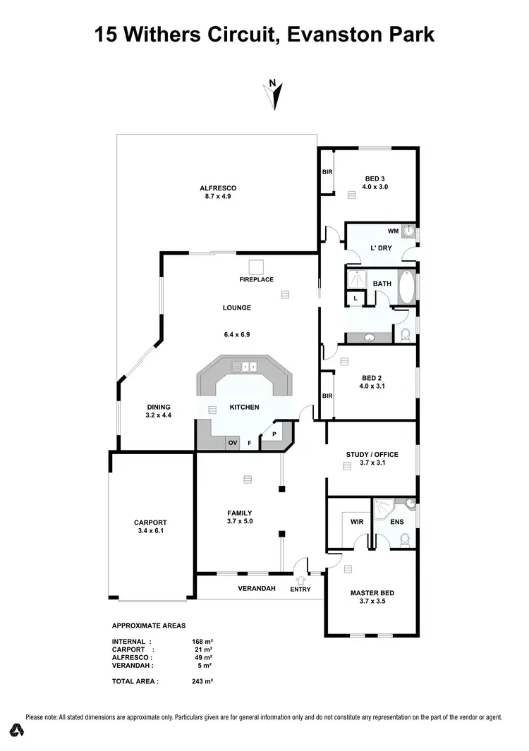 Floorplan of Homely house listing, 15 Withers Circuit, Evanston Park SA 5116