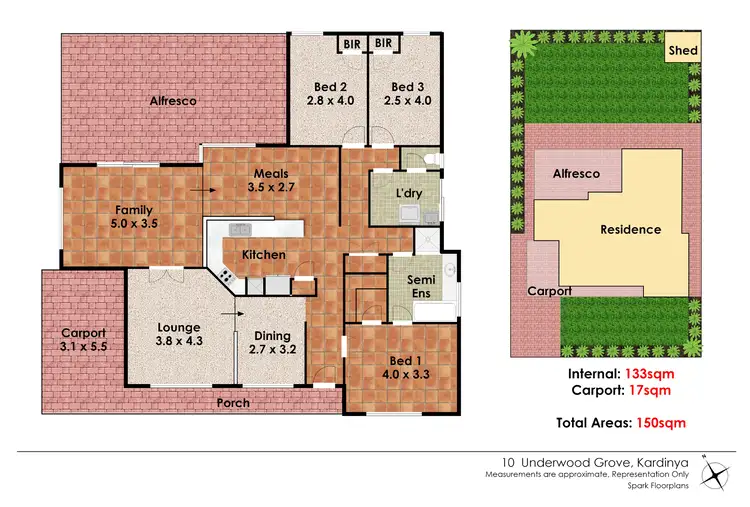 Floorplan of Homely house listing, 10 Underwood Grove, Kardinya WA 6163