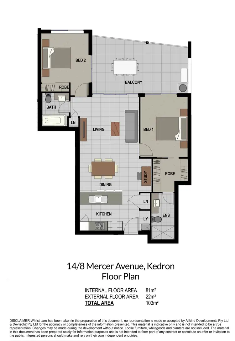 Floorplan of Homely unit listing, 14/8 Mercer Avenue, Kedron QLD 4031