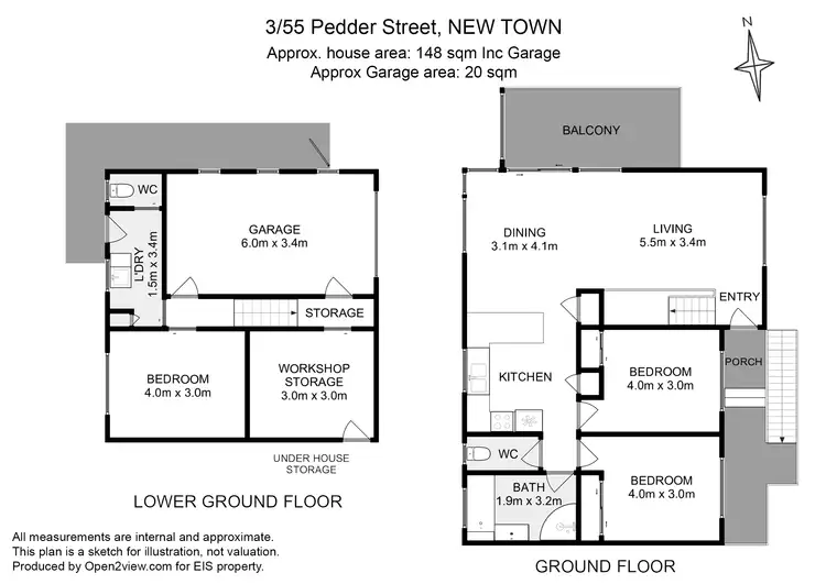 Floorplan of Homely townhouse listing, 3/55 Pedder Street, New Town TAS 7008