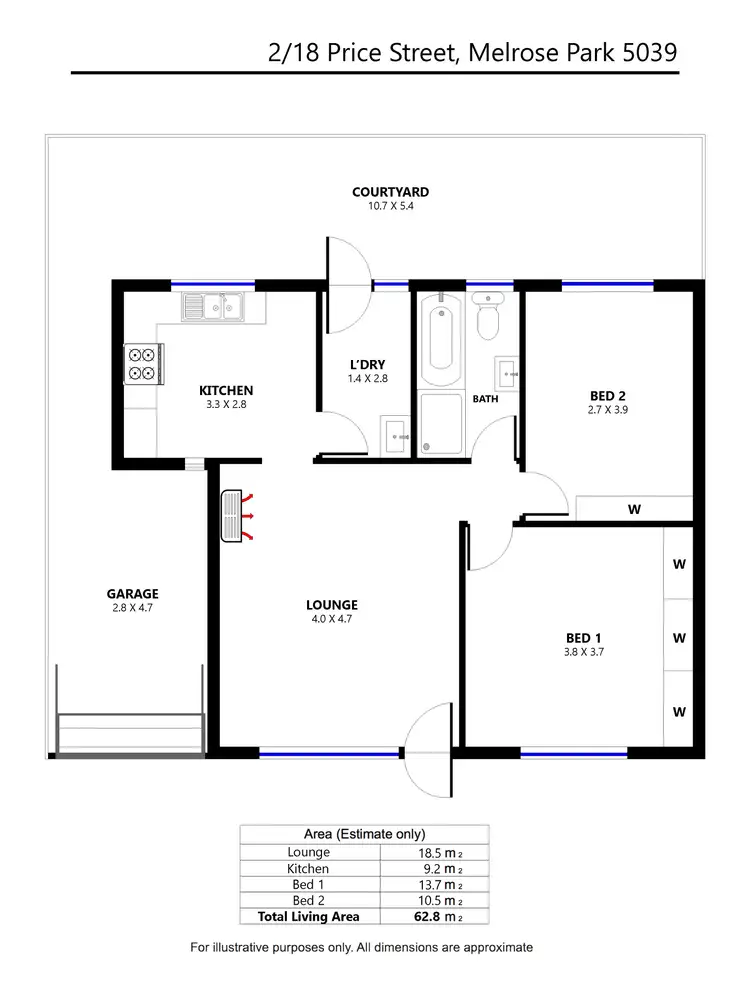 Floorplan of Homely unit listing, 2/18 Price Street, Melrose Park SA 5039