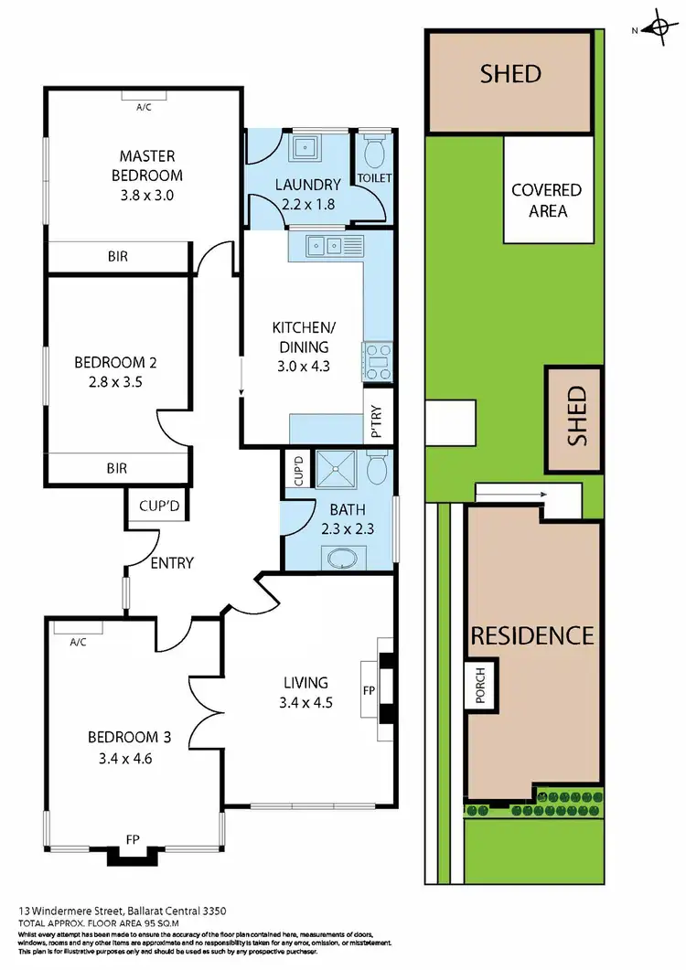 Floorplan of Homely house listing, 13 Windermere Street, Ballarat Central VIC 3350