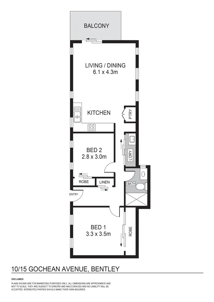 Floorplan of Homely apartment listing, 10/15 Gochean Avenue, Bentley WA 6102