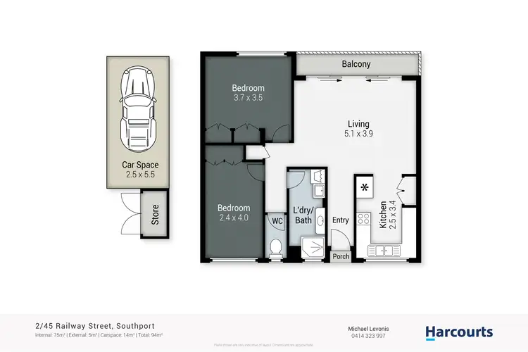 Floorplan of Homely unit listing, 2/45 Railway Street, Southport QLD 4215