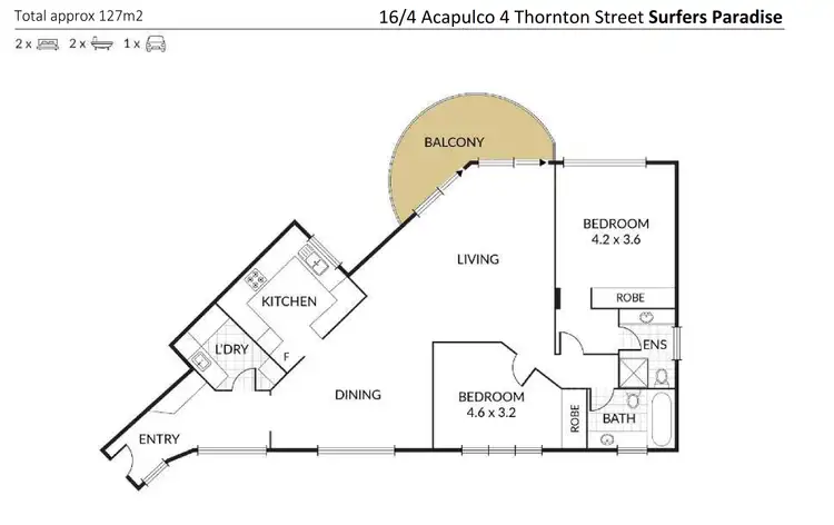 Floorplan of Homely apartment listing, 16/4 Thornton Street, Surfers Paradise QLD 4217