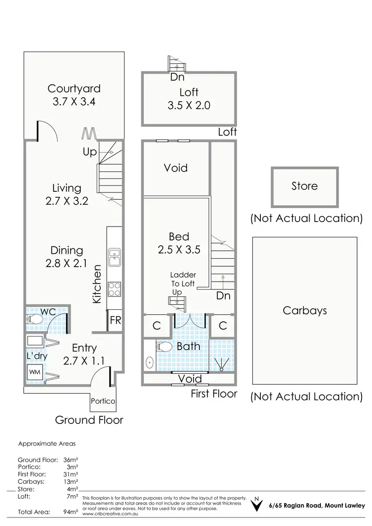 Floorplan of Homely townhouse listing, 6/65 Raglan Road, Mount Lawley WA 6050