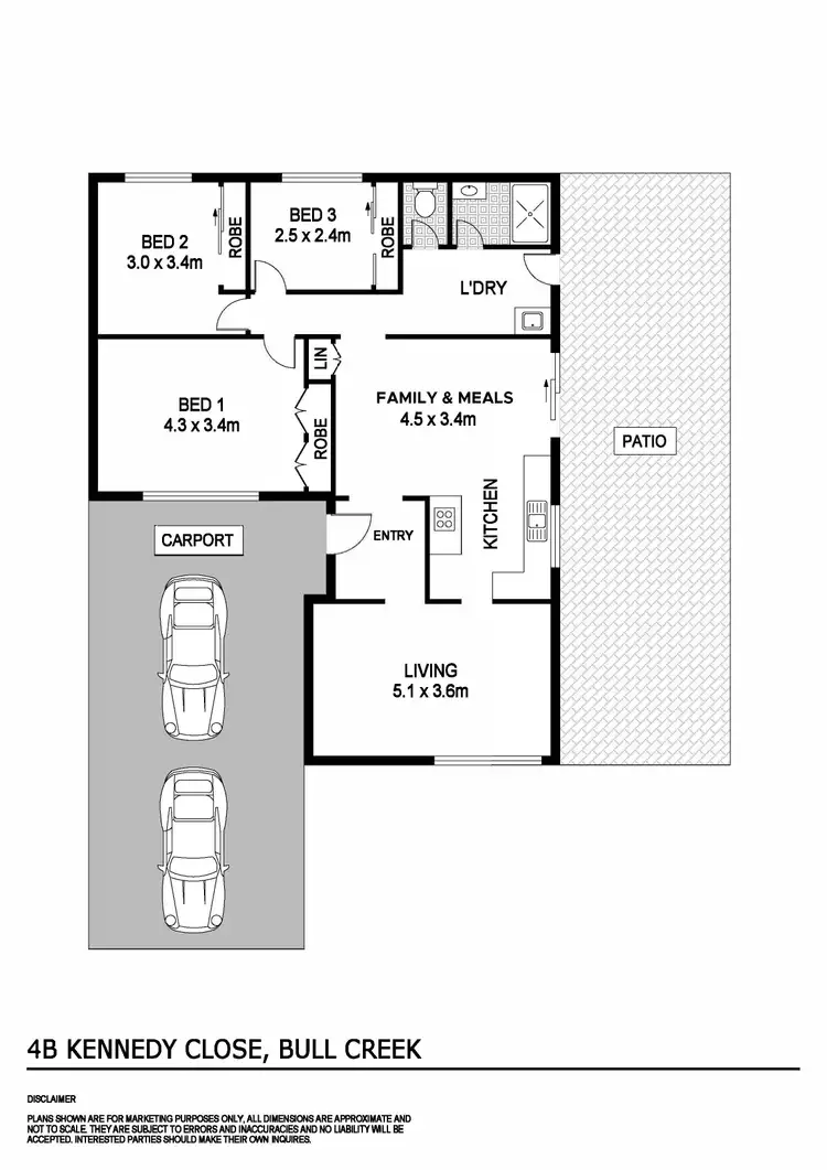 Floorplan of Homely semi-detached listing, 4B Kennedy Close, Bull Creek WA 6149
