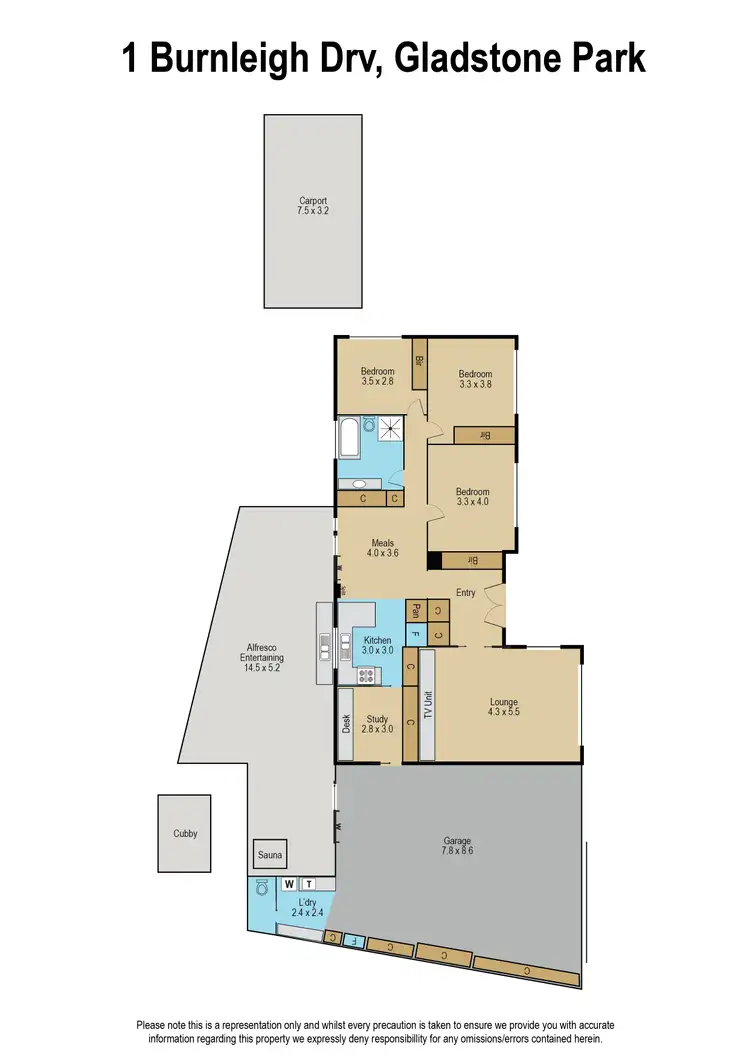 Floorplan of Homely house listing, 1 Burnleigh Drive, Gladstone Park VIC 3043