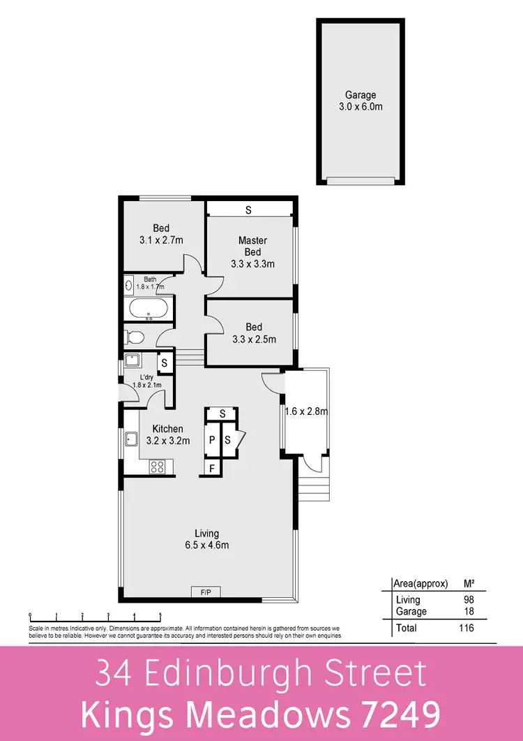 Floorplan of Homely house listing, 34 Edinburgh Street, Kings Meadows TAS 7249