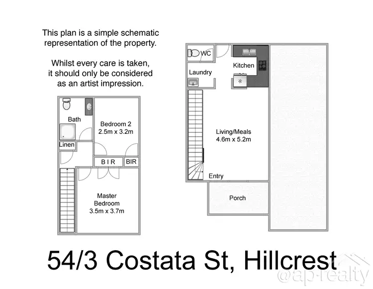 Floorplan of Homely townhouse listing, 54/3 Costata, Hillcrest QLD 4118