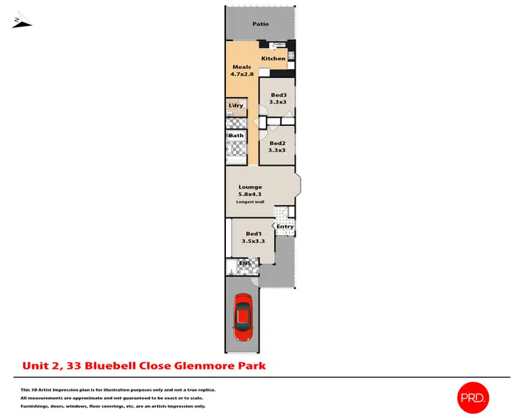 Floorplan of Homely semi-detached listing, 2/33 Bluebell CLose, Glenmore Park NSW 2745