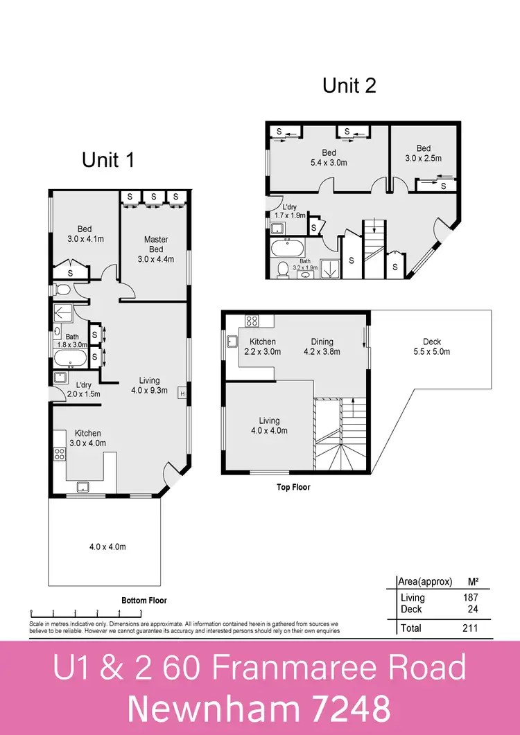 Floorplan of Homely block of units listing, 1&2/60 Franmaree Road, Newnham TAS 7248