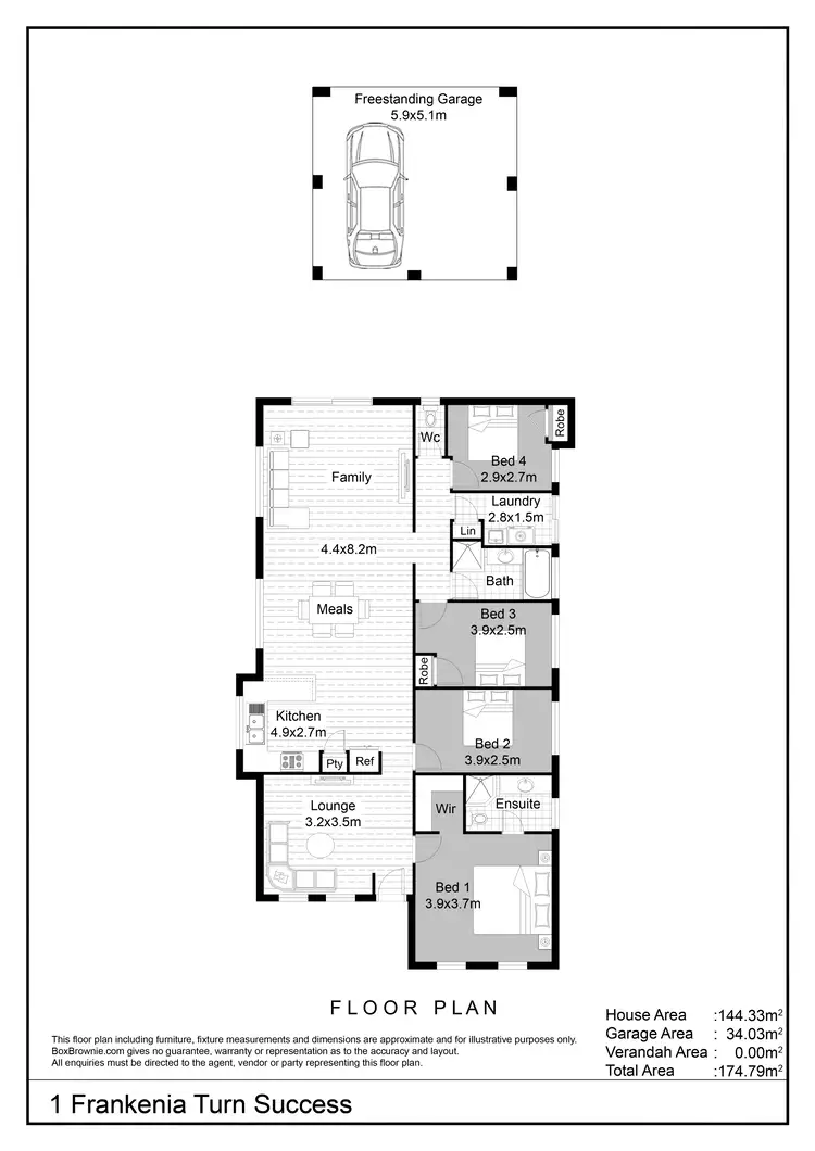 Floorplan of Homely house listing, 1 Frankenia Turn, Success WA 6164