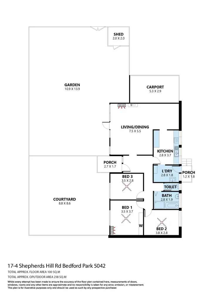 Floorplan of Homely unit listing, 17/4 Shepherds Hill Road, Bedford Park SA 5042